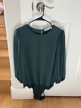 Abercrombie & Fitch Women’s Deep Green Puff Sleeve Bodysuit size L